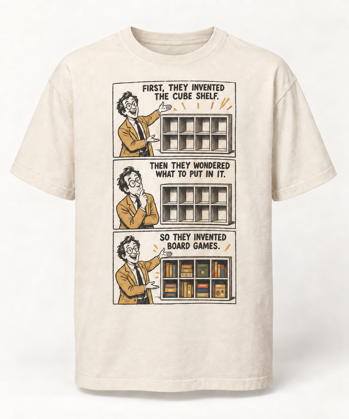 The Invention of Board Games cream T-shirt mockup