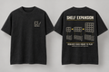 Shelf Expansion washed-black T-shirt front and back mockup
