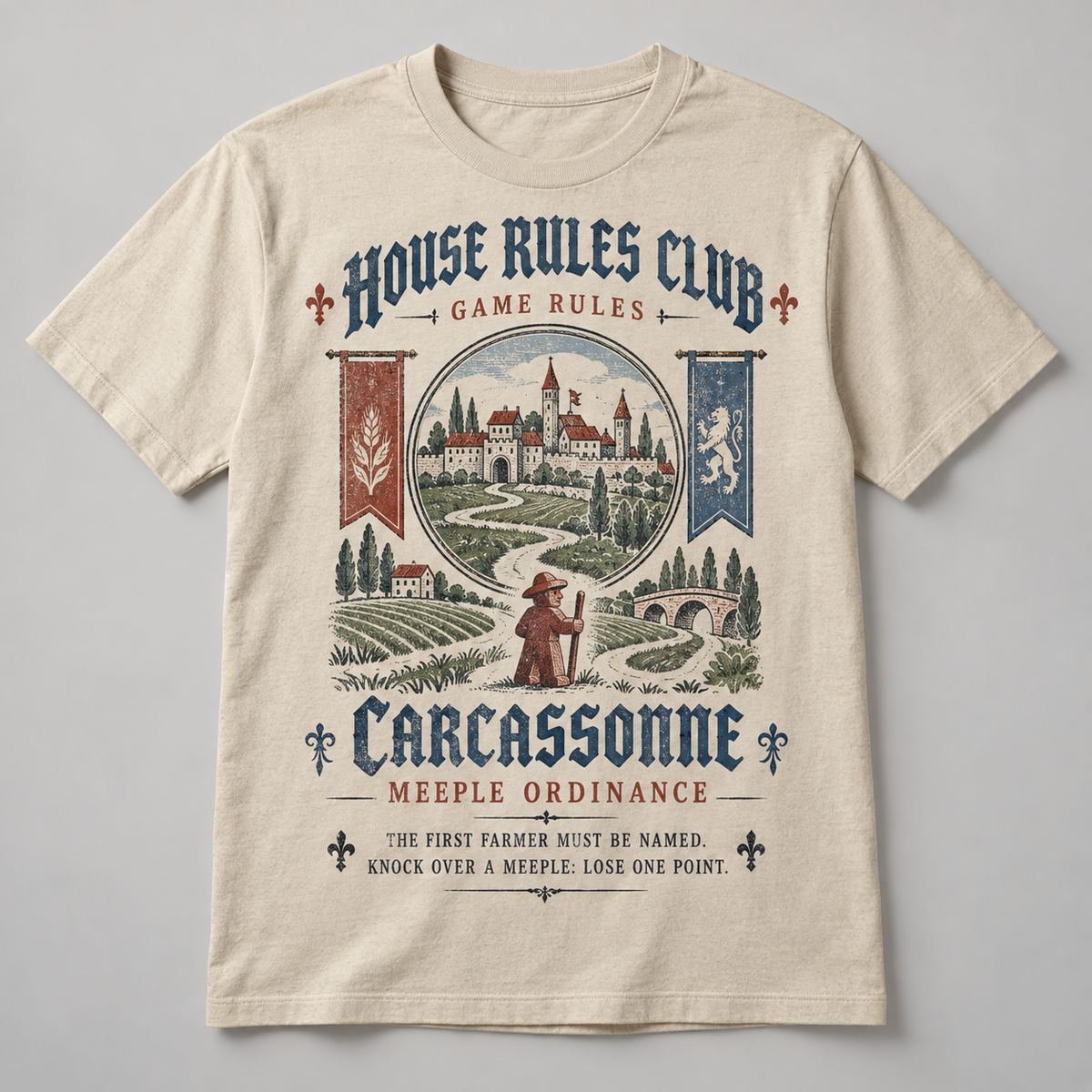 Carcassonne Meeple Ordinance t-shirt mockup