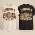 I Read the Rules So You Don't Have To T-shirt mockup in Natural/Cream and Washed Black