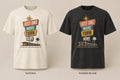 Just One More Turn T-shirt mockup in Natural/Cream and Washed Black