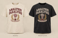 Analysis Paralysis Club T-shirt mockup in Natural/Cream and Washed Black