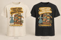 Insufficient Shelving T-shirt mockup in Natural/Cream and Washed Black