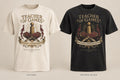 Teacher of Games T-shirt mockup in Natural/Cream and Washed Black
