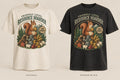 Friendly Local Resource Hoarder T-shirt mockup in Natural/Cream and Washed Black