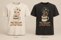 Don't Talk Until My Action Phase T-shirt mockup in Natural/Cream and Washed Black