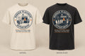 Worker Placement Department T-shirt mockup in Natural/Cream and Washed Black