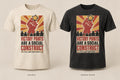 Victory Points Are a Social Construct T-shirt mockup in Natural/Cream and Washed Black
