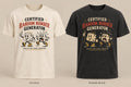 Certified Random Number Generator T-shirt mockup in Natural/Cream and Washed Black